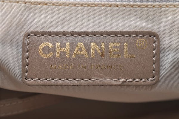Authentic CHANEL New Travel Line Shoulder Hand Bag Nylon Leather Beige 1883D