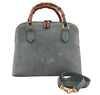 Authentic GUCCI Bamboo 2way Hand Shoulder Crossbody Bag Suede Leather Blue 1883I