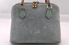 Authentic GUCCI Bamboo 2way Hand Shoulder Crossbody Bag Suede Leather Blue 1883I