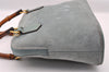 Authentic GUCCI Bamboo 2way Hand Shoulder Crossbody Bag Suede Leather Blue 1883I