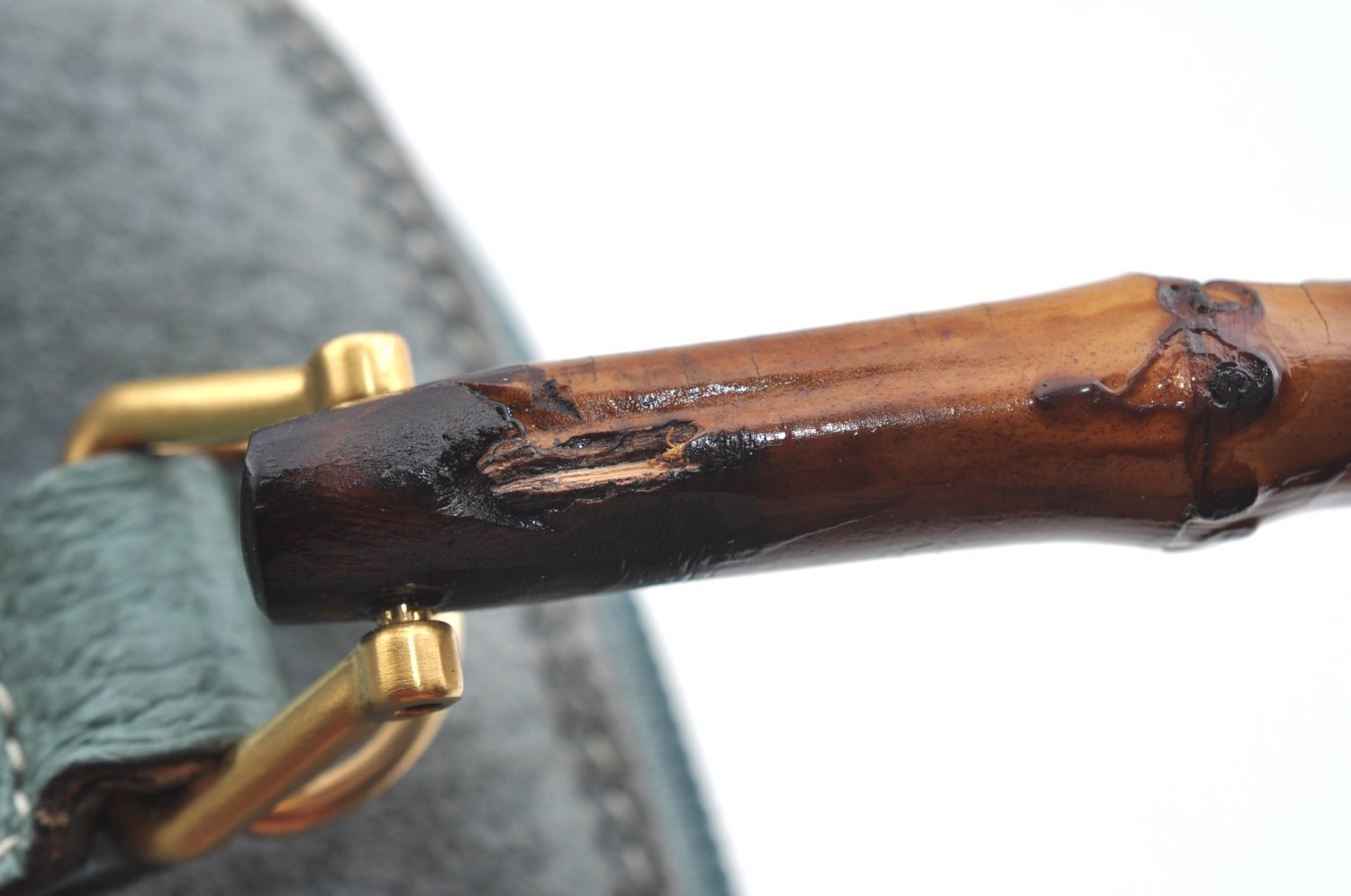 Authentic GUCCI Bamboo 2way Hand Shoulder Crossbody Bag Suede Leather Blue 1883I