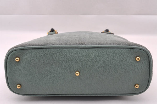 Authentic GUCCI Bamboo 2way Hand Shoulder Crossbody Bag Suede Leather Blue 1883I