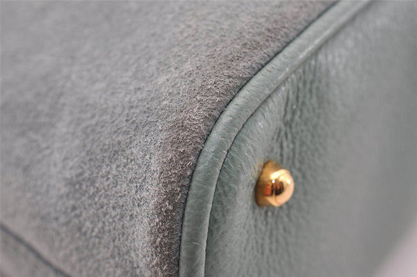 Authentic GUCCI Bamboo 2way Hand Shoulder Crossbody Bag Suede Leather Blue 1883I