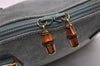 Authentic GUCCI Bamboo 2way Hand Shoulder Crossbody Bag Suede Leather Blue 1883I