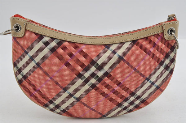 Authentic BURBERRY BLUE LABEL Check Shoulder Bag Purse Canvas Leather Red 1885I