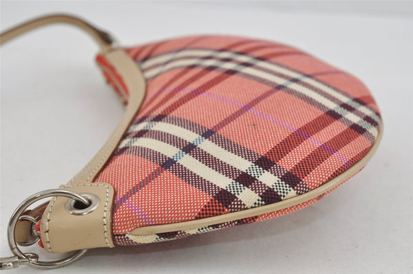 Authentic BURBERRY BLUE LABEL Check Shoulder Bag Purse Canvas Leather Red 1885I