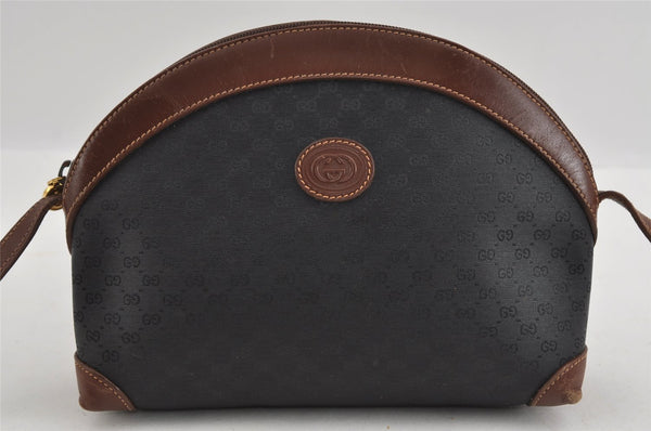 Authentic GUCCI Micro GG PVC Leather Shoulder Cross Body Bag Black Junk 1886I
