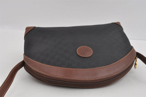 Authentic GUCCI Micro GG PVC Leather Shoulder Cross Body Bag Black Junk 1886I