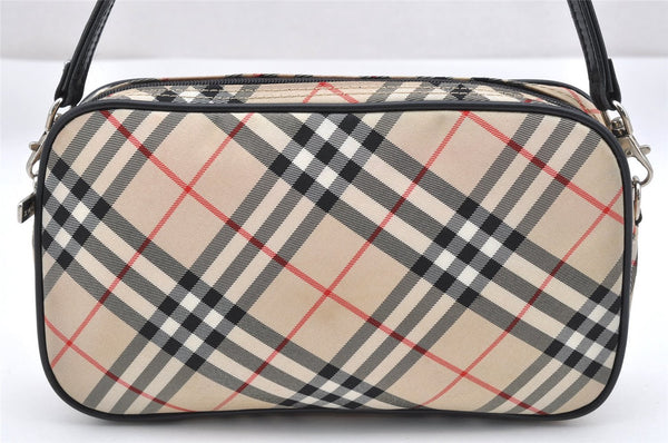 Authentic BURBERRY BLUE LABEL Check Hand Bag Purse Nylon Leather Beige 1887I