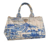 Authentic PRADA Canapa L Canvas Tote Hand Bag Blue White 1889I