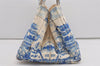 Authentic PRADA Canapa L Canvas Tote Hand Bag Blue White 1889I