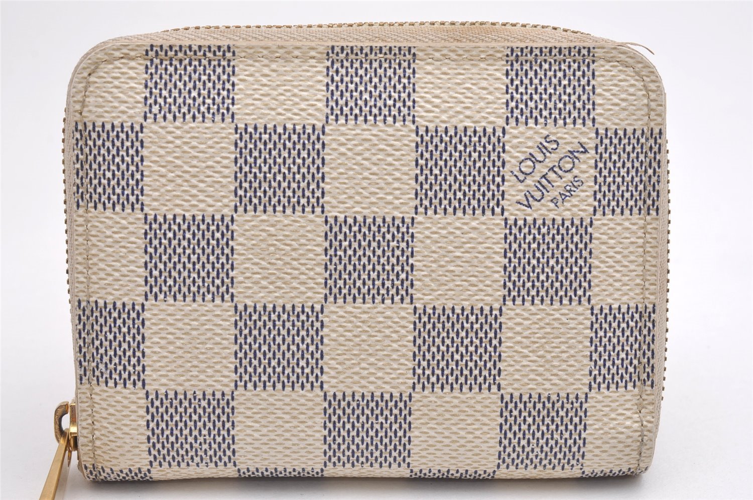 Authentic Louis Vuitton Damier Azur Zippy Coin Purse Wallet N63069 LV 1891I