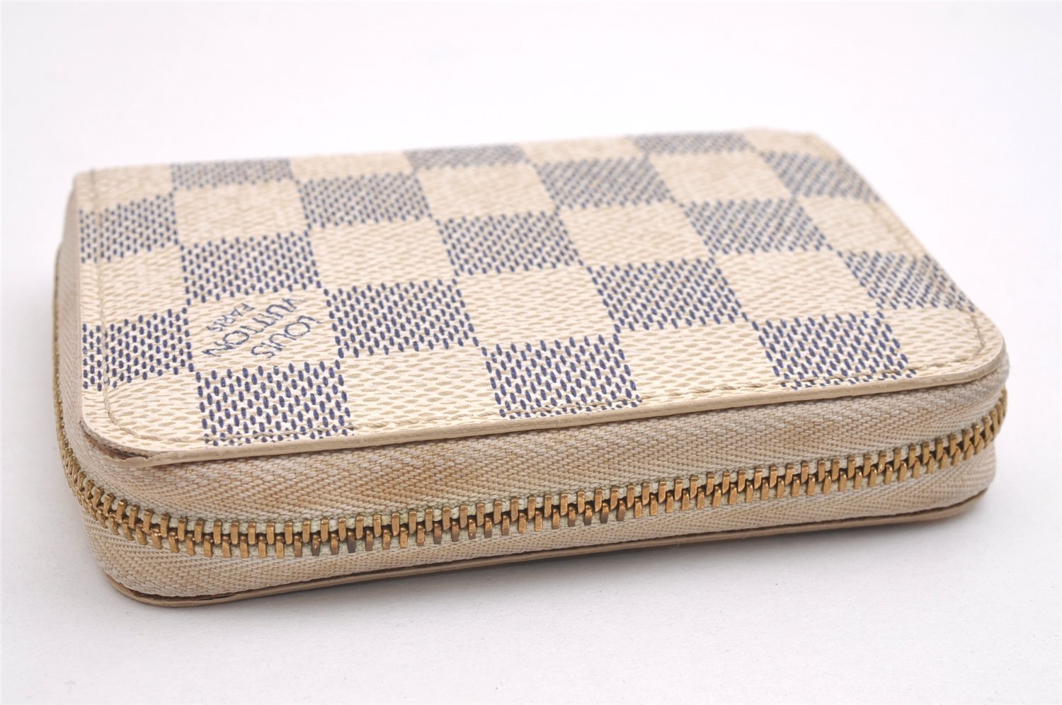 Authentic Louis Vuitton Damier Azur Zippy Coin Purse Wallet N63069 LV 1891I