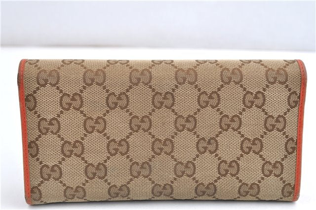 Authentic GUCCI Long Wallet Purse GG Canvas Leather 291099 Brown Orange 1892G