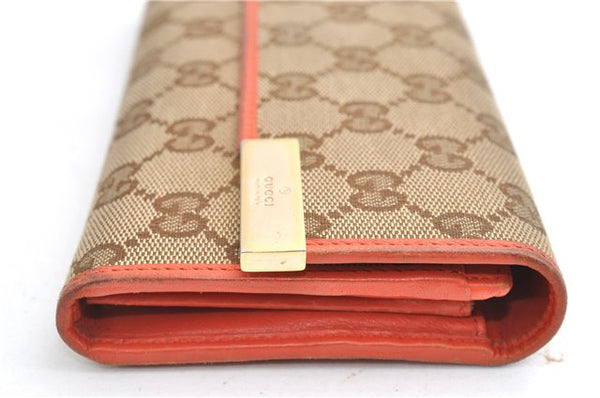 Authentic GUCCI Long Wallet Purse GG Canvas Leather 291099 Brown Orange 1892G