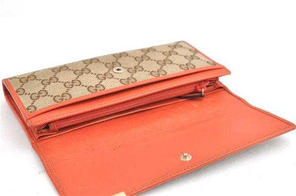 Authentic GUCCI Long Wallet Purse GG Canvas Leather 291099 Brown Orange 1892G