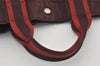 Authentic HERMES Fourre Tout MM Vintage Hand Tote Bag Canvas Wine Red 1892I