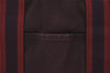 Authentic HERMES Fourre Tout MM Vintage Hand Tote Bag Canvas Wine Red 1892I