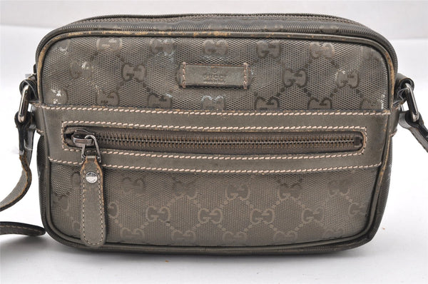 Authentic GUCCI Impreme Shoulder Cross Bag GG PVC Leather 201447 Khaki 1893I