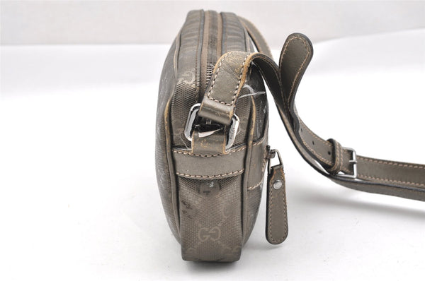 Authentic GUCCI Impreme Shoulder Cross Bag GG PVC Leather 201447 Khaki 1893I