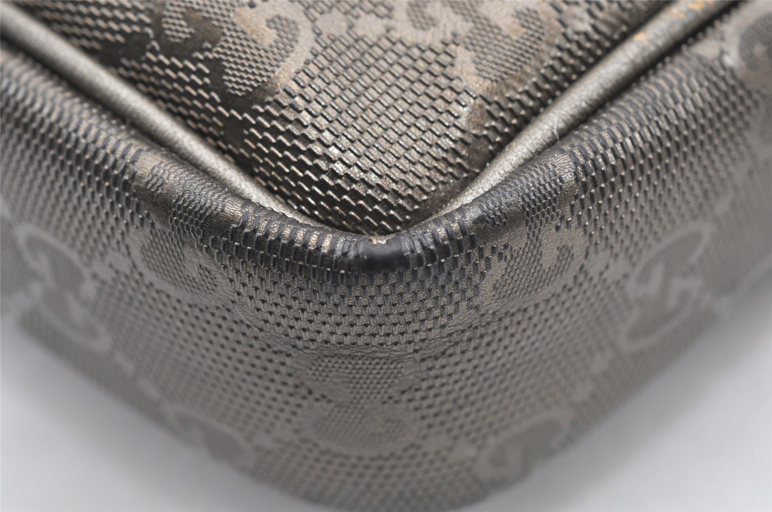 Authentic GUCCI Impreme Shoulder Cross Bag GG PVC Leather 201447 Khaki 1893I