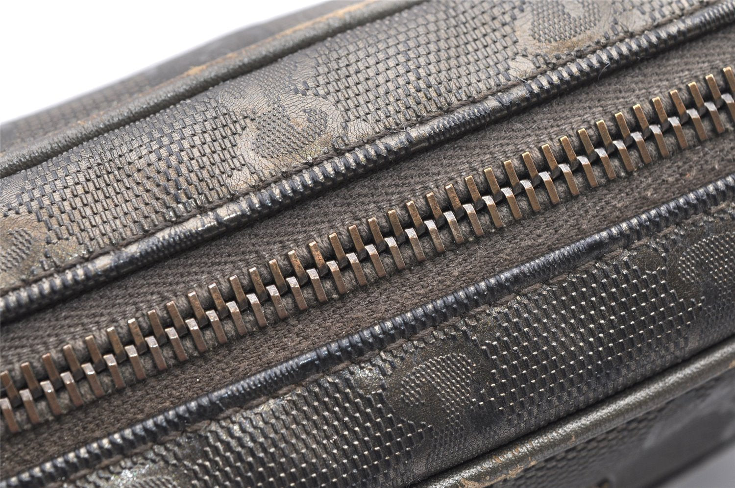 Authentic GUCCI Impreme Shoulder Cross Bag GG PVC Leather 201447 Khaki 1893I