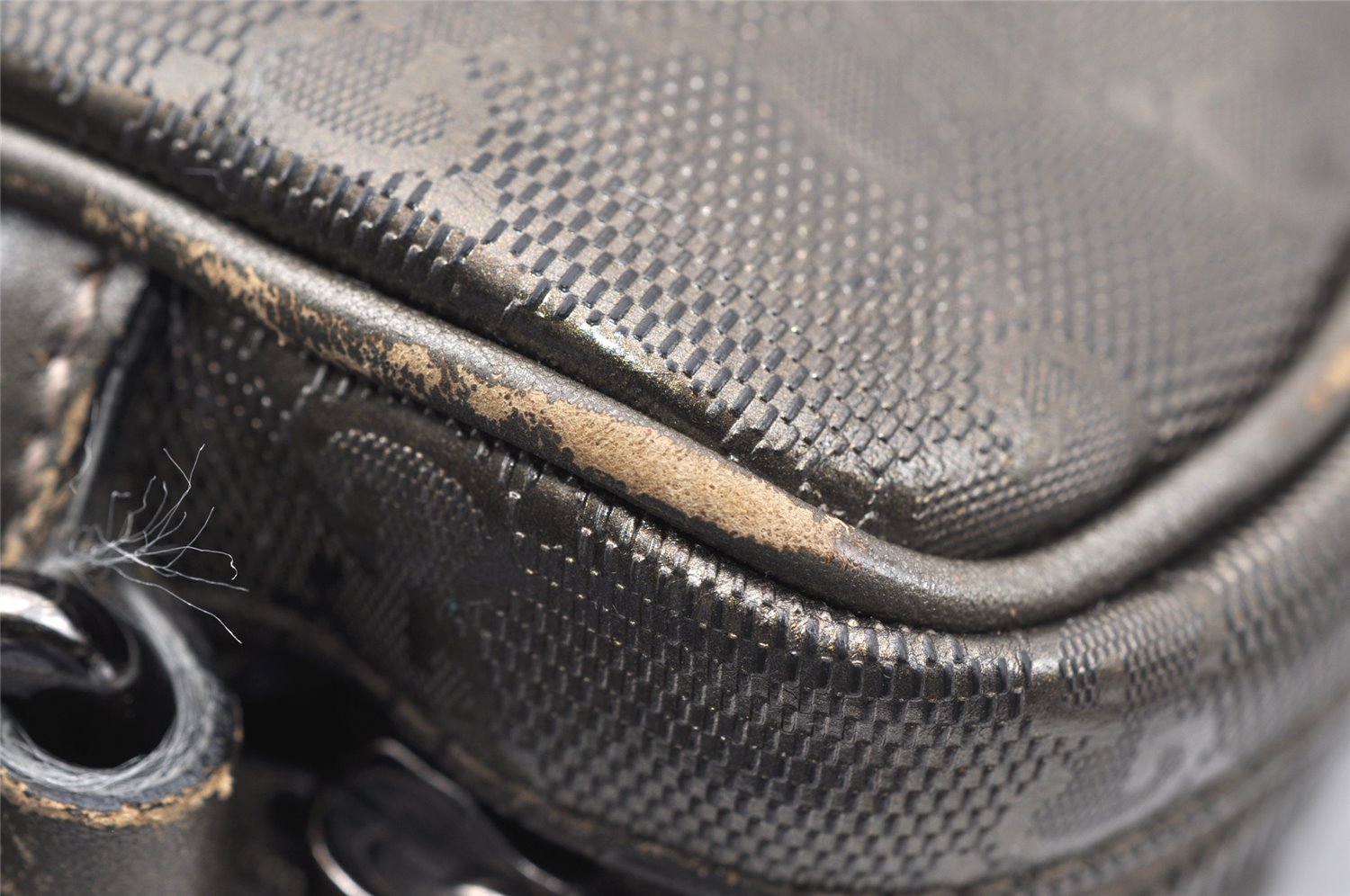 Authentic GUCCI Impreme Shoulder Cross Bag GG PVC Leather 201447 Khaki 1893I