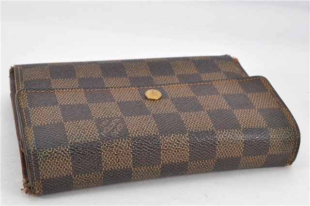 Authentic Louis Vuitton Damier Porte Tresor Etui Papier Wallet N61202 Junk 1894G