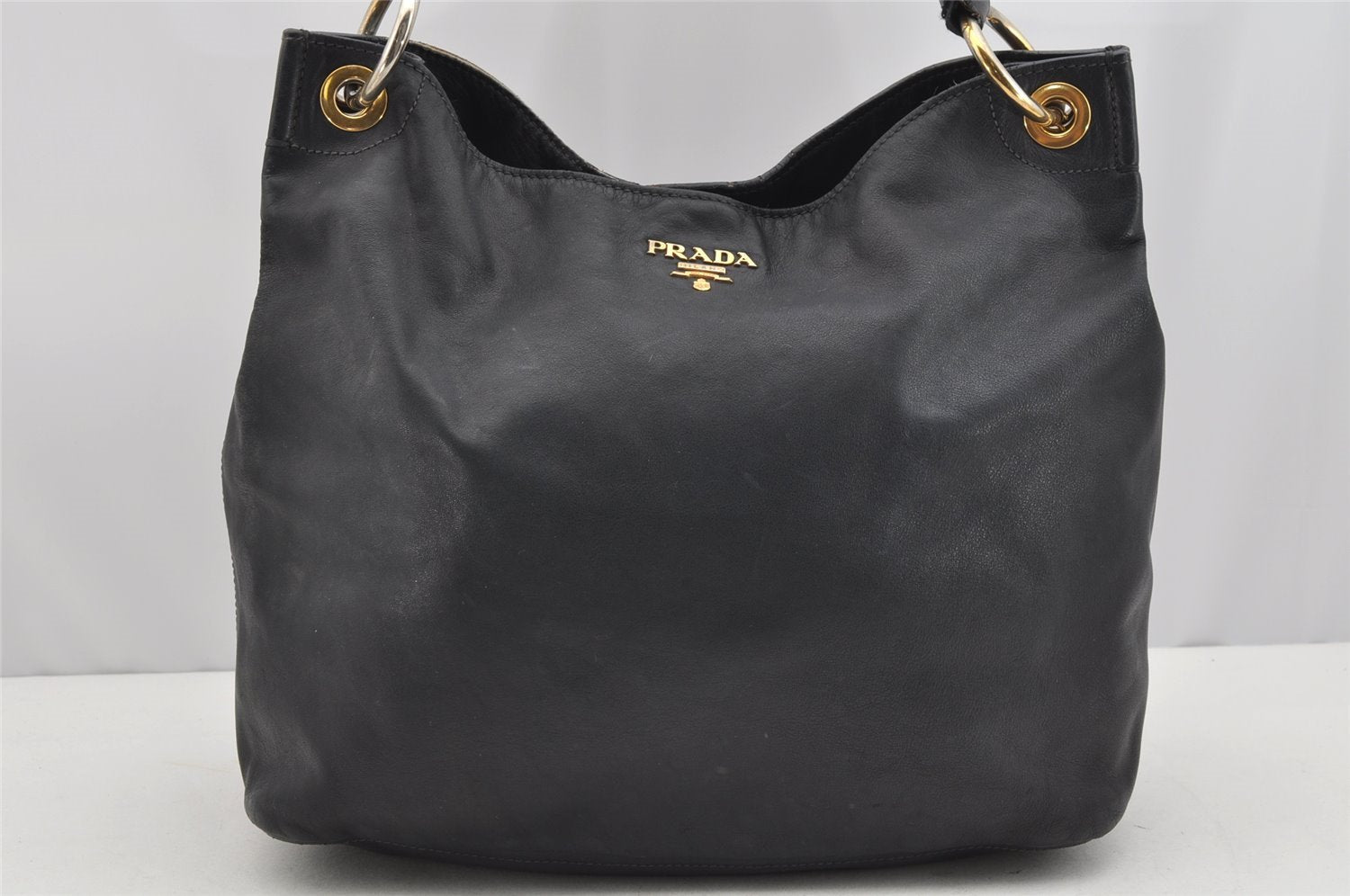 Authentic PRADA Vintage Leather Nappa Shoulder Bag B4829M Black 1895I