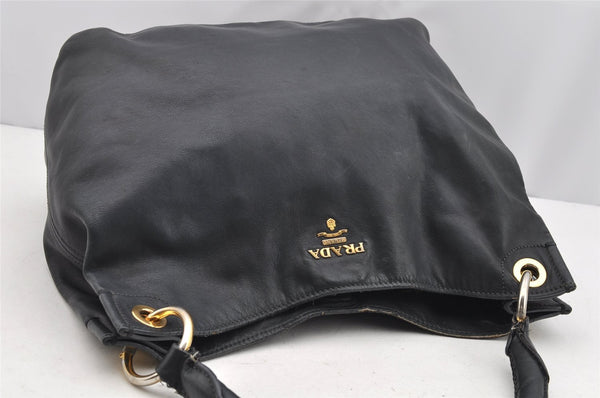Authentic PRADA Vintage Leather Nappa Shoulder Bag B4829M Black 1895I