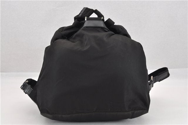 Authentic PRADA Vintage Nylon Tessuto Leather Backpack Purse Black 1896G
