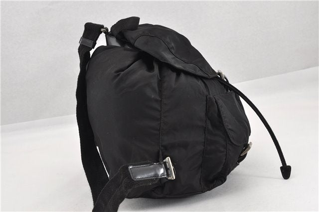 Authentic PRADA Vintage Nylon Tessuto Leather Backpack Purse Black 1896G