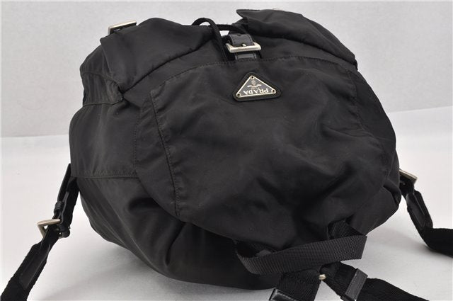 Authentic PRADA Vintage Nylon Tessuto Leather Backpack Purse Black 1896G