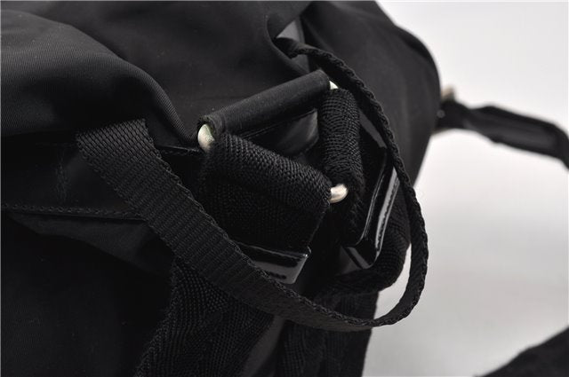Authentic PRADA Vintage Nylon Tessuto Leather Backpack Purse Black 1896G