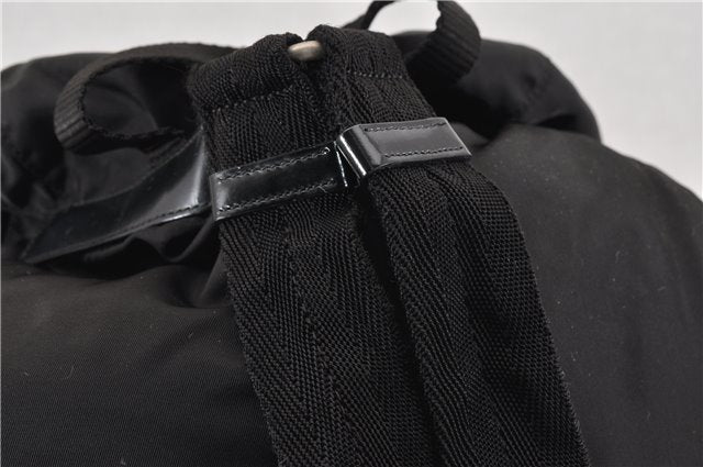 Authentic PRADA Vintage Nylon Tessuto Leather Backpack Purse Black 1896G