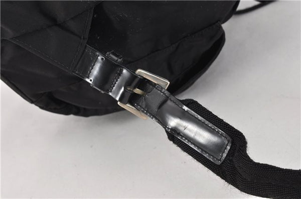 Authentic PRADA Vintage Nylon Tessuto Leather Backpack Purse Black 1896G
