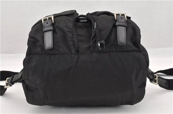 Authentic PRADA Vintage Nylon Tessuto Leather Backpack Purse Black 1896G