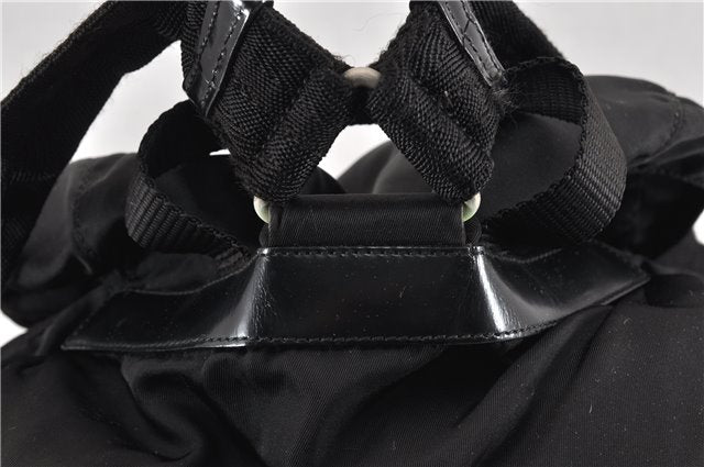 Authentic PRADA Vintage Nylon Tessuto Leather Backpack Purse Black 1896G