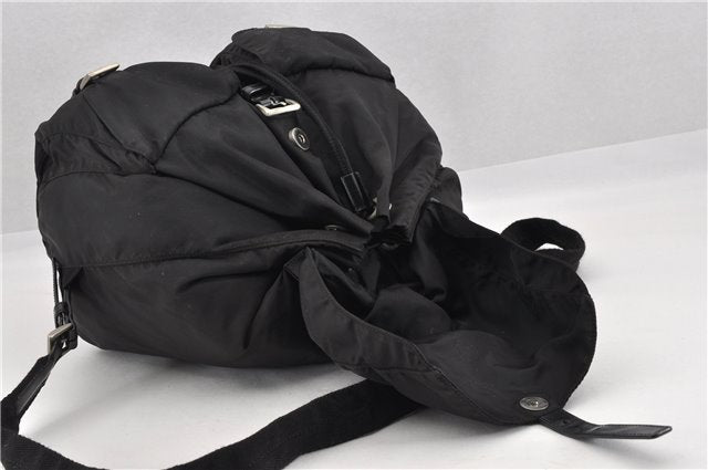 Authentic PRADA Vintage Nylon Tessuto Leather Backpack Purse Black 1896G