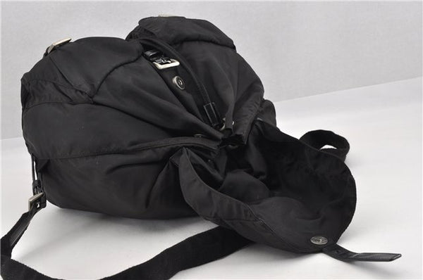 Authentic PRADA Vintage Nylon Tessuto Leather Backpack Purse Black 1896G