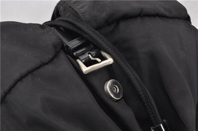 Authentic PRADA Vintage Nylon Tessuto Leather Backpack Purse Black 1896G