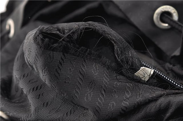 Authentic PRADA Vintage Nylon Tessuto Leather Backpack Purse Black 1896G