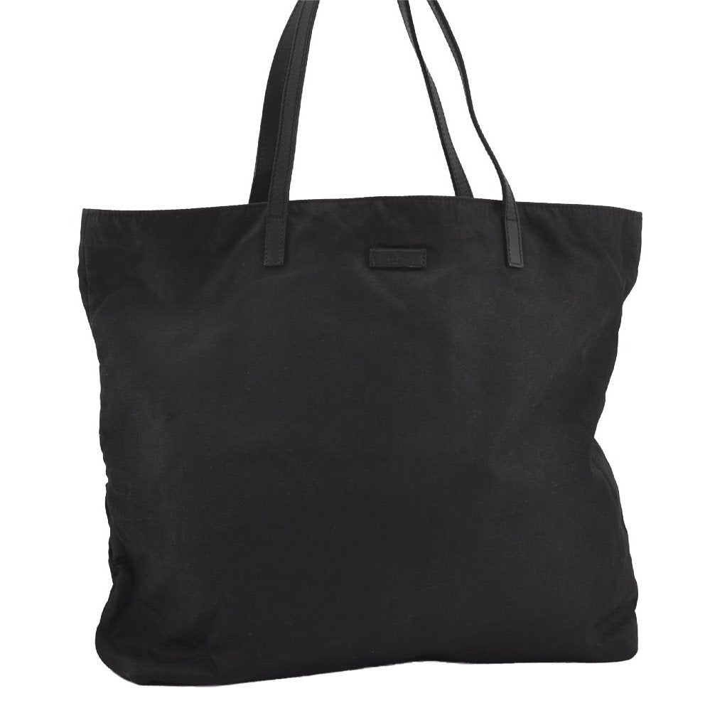 Authentic GUCCI Vintage Shoulder Tote Bag GG Nylon Leather 295252 Black 1897I