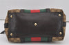 Auth GUCCI Web Sherry Line Bamboo 2Way Hand Bag GG Canvas Leather Brown 1898I