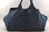 Authentic PRADA Canapa L Canvas Tote Hand Bag Denim Blue 1899I