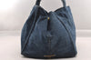 Authentic PRADA Canapa L Canvas Tote Hand Bag Denim Blue 1899I