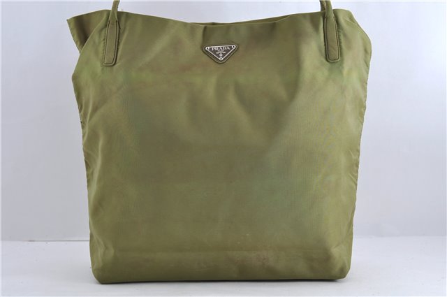 Authentic PRADA Nylon Shoulder Tote Bag Green 1901D