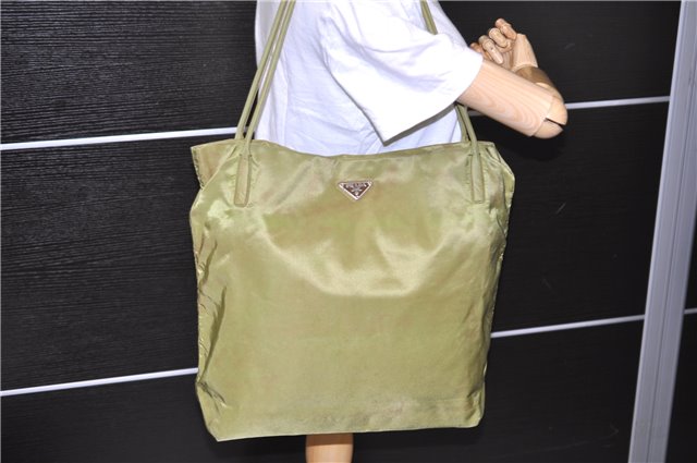 Authentic PRADA Nylon Shoulder Tote Bag Green 1901D