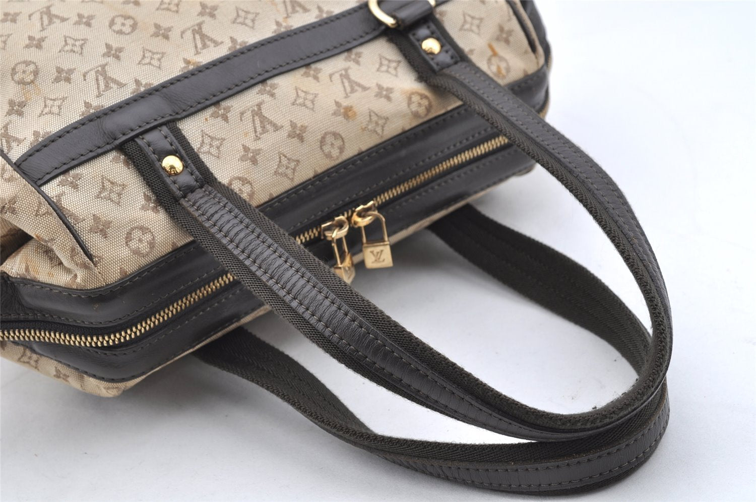 Auth Louis Vuitton Monogram Mini Josephine PM Hand Bag M92215 Khaki Beige 1901I