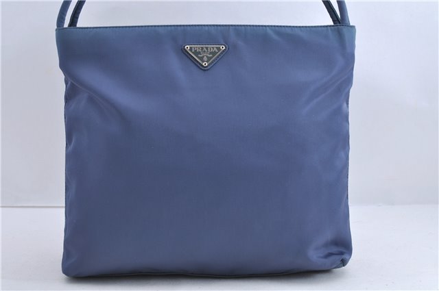 Authentic PRADA Nylon Shoulder Tote Bag Purse Blue 1904D